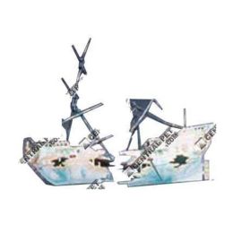 Penn-Plax Split Shipwreck Air Aquarium Ornament Blue, White
