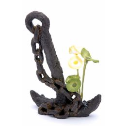 Penn-Plax Anchor Aquarium Ornament Black, Green 7 in Medium
