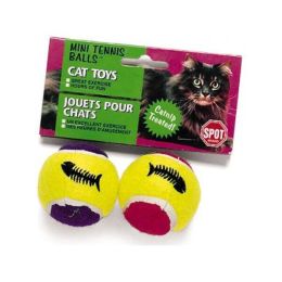 Spot Mini Tennis Balls Cat Toy with Bell & Catnip Assorted 2 in 2 Pack Mini