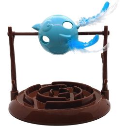 Doc & Phoebe Twirly Bird Cat Treat Dispenser Brown/Blue 5.25in