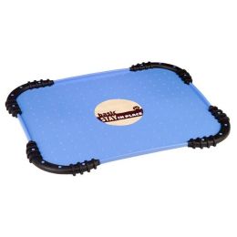 JW Pet Skid Stop Stay in Place Dog Food Mat Blue, Black One Size