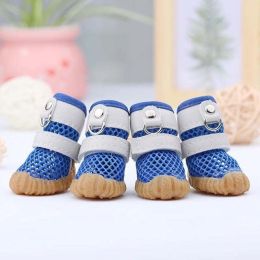 Wholesale dog rain boots non-slip breathable mesh dog shoes (Color: Blue)