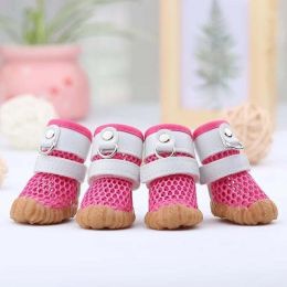 Wholesale dog rain boots non-slip breathable mesh dog shoes (Color: rose pink)