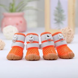 Wholesale dog rain boots non-slip breathable mesh dog shoes (Color: Orange)