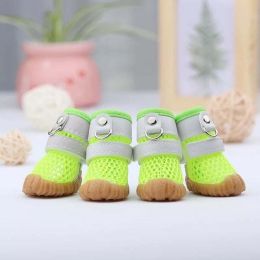 Wholesale dog rain boots non-slip breathable mesh dog shoes (Color: Green)