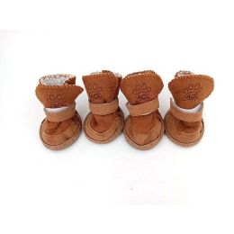 Wholesale S-XXL Winter Warm Dog Shoes (Color: brown)