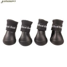 wholesale pet dog rain boots waterproof (Color: black)