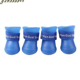 wholesale pet dog rain boots waterproof (Color: Blue)