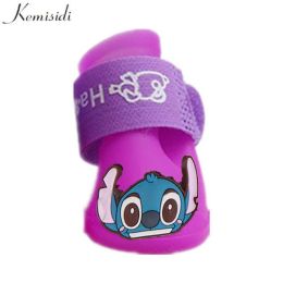 Wholesale 4pcs/set waterproof reflective non-slip pet dog shoes (Color: Purple)