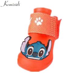 Wholesale 4pcs/set waterproof reflective non-slip pet dog shoes (Color: Red)