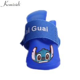 Wholesale 4pcs/set waterproof reflective non-slip pet dog shoes (Color: Blue)