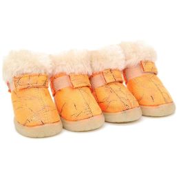 Wholesale 4 Pack Warm Non-Slip Dog Boots (Color: yellow)