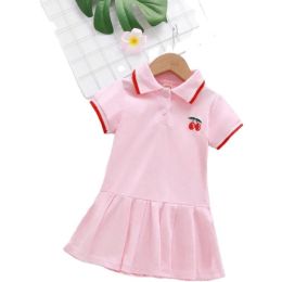 pleated short sleeve dress (Color: Pink)